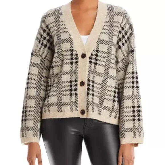 Rails Sweaters Rails Reese Black Oatmeal Plaid Cardigan Size